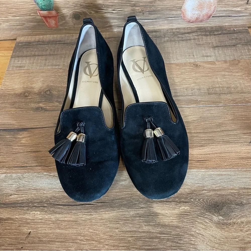 VC signature Nancy loafer black calf hair suede with tassels